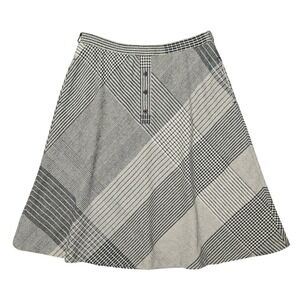 Summit Sportwear A-Line Skirt Women 8 Gray Plaid Wool Blend Midi Dark Acaemia
